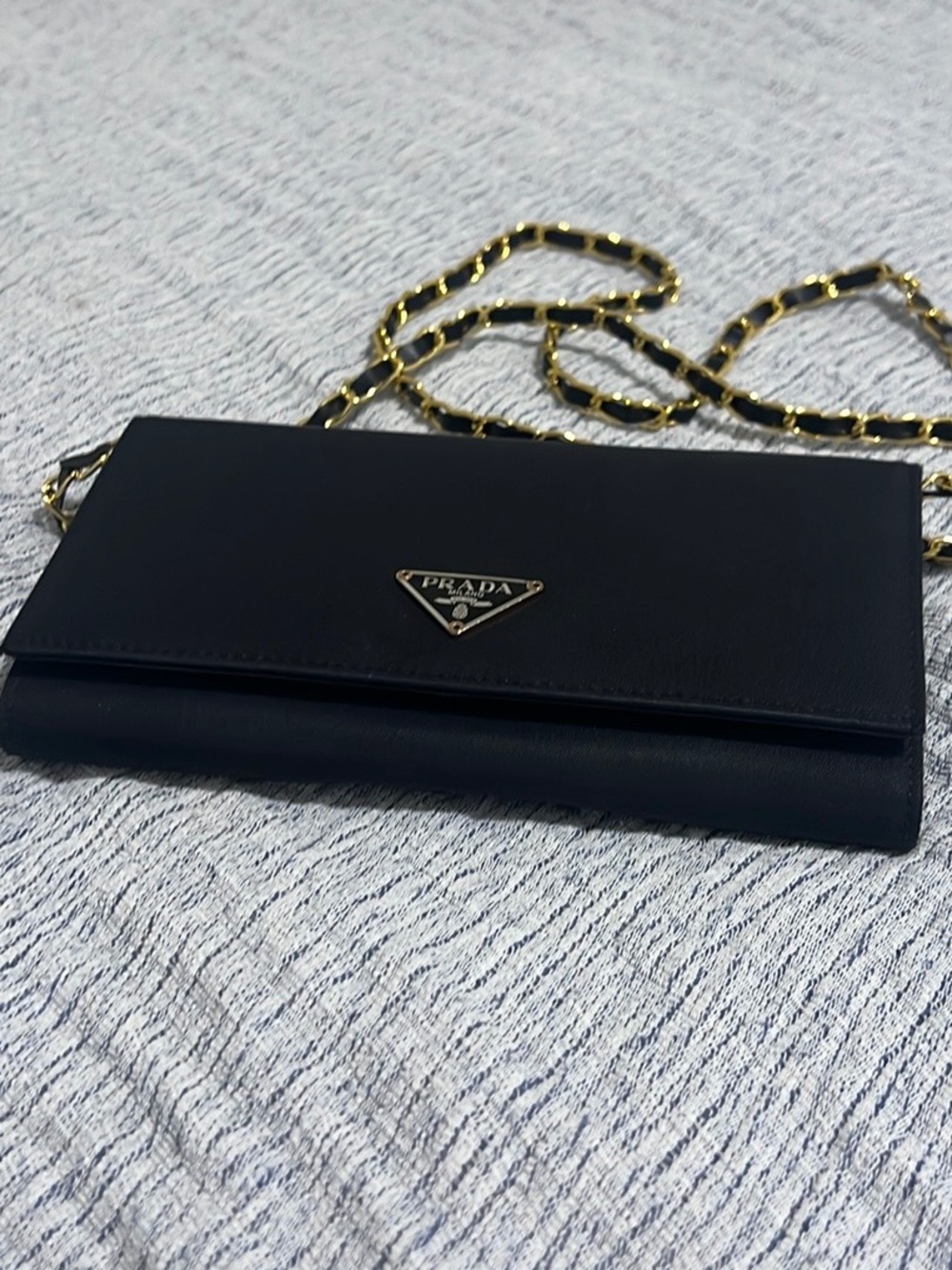 Prada Black Nylon Crossbody Bag with Gold Hardware